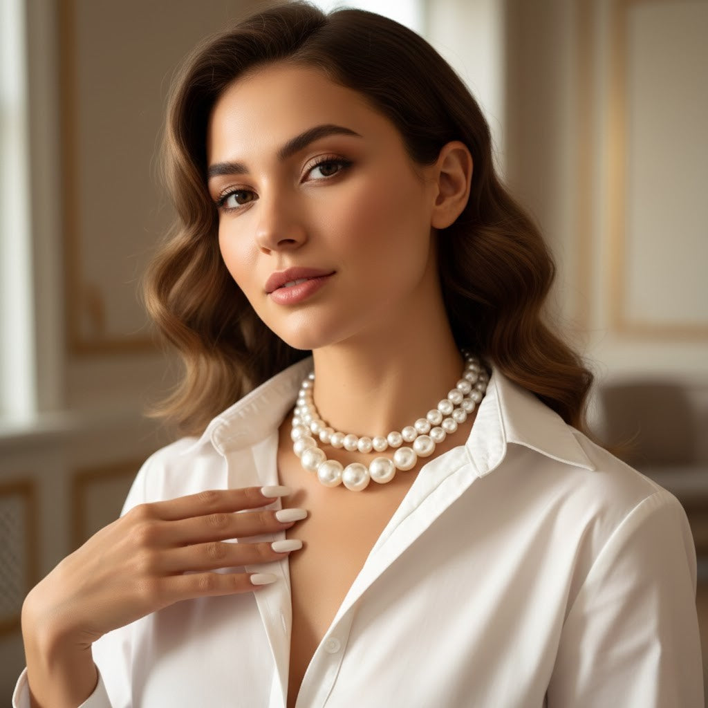 Pearl White Beaded Necklace